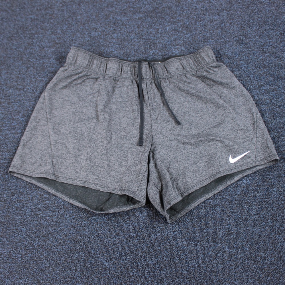Nike Womens M Black Dri-FIT Attack Training Shorts Logo Waistband Swoosh Lined